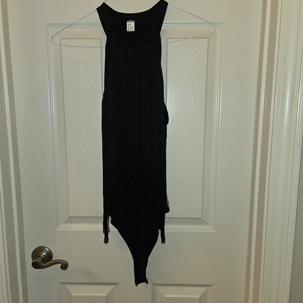 Black Fringe Sleeveless Top